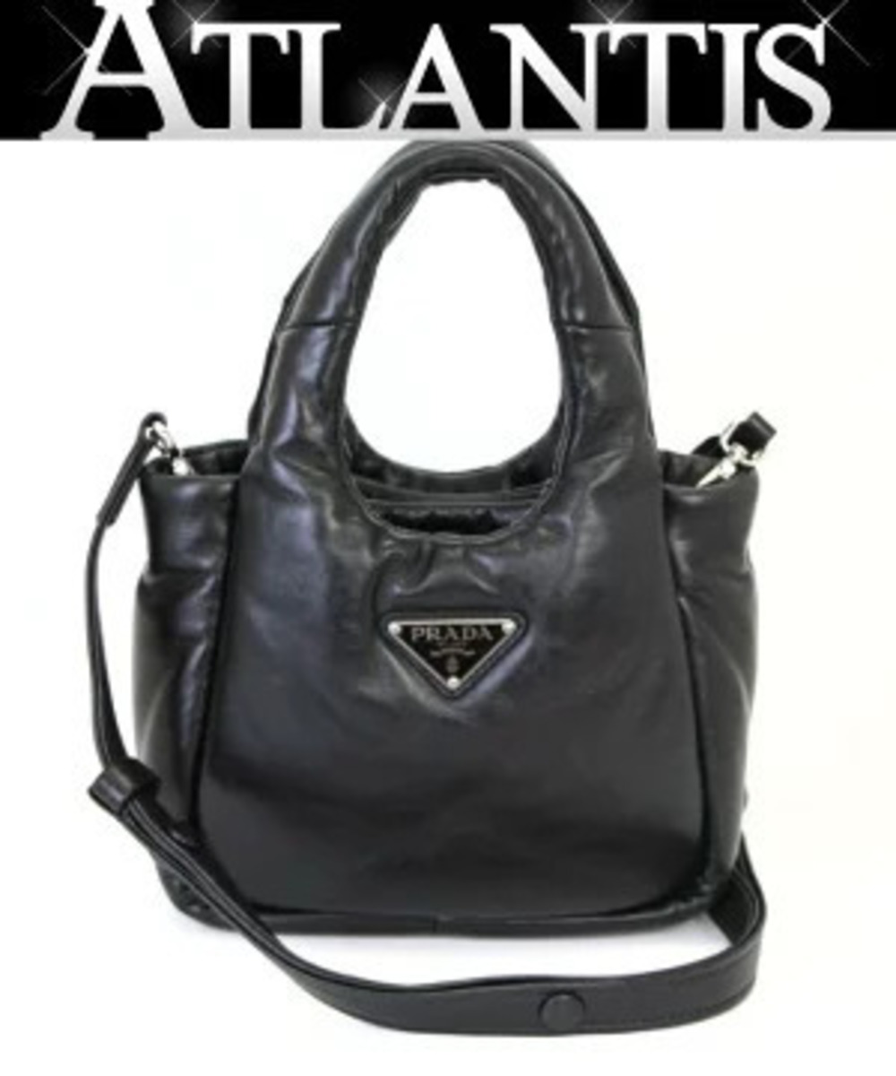 Prada handbag triangular bag soft nappa leather black